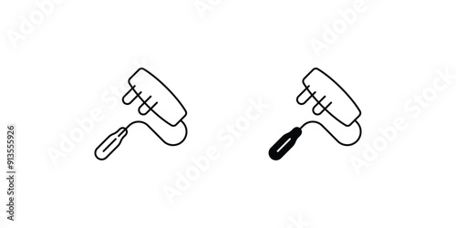 paint roller set icon with white background vector stock illustration