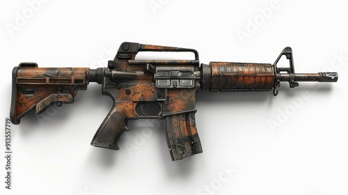 M4 carbine, 3D illustration, realistic, isolated on white background