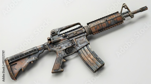 M4 carbine, 3D illustration, realistic, isolated on white background