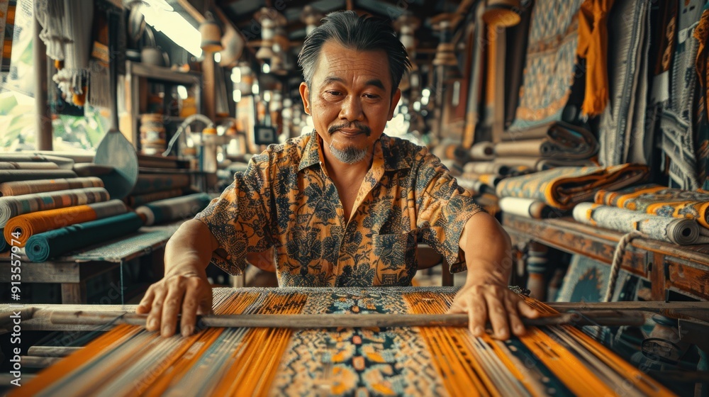 Artisans weave intricate patterns on traditional looms. Artisans weave intricate patterns on traditional looms.
