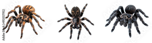 set of Tarantula spider on a transparent background photo