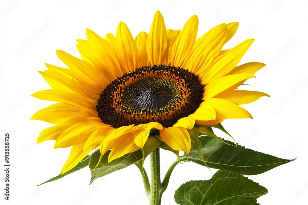 Obraz premium A single sunflower with a white background