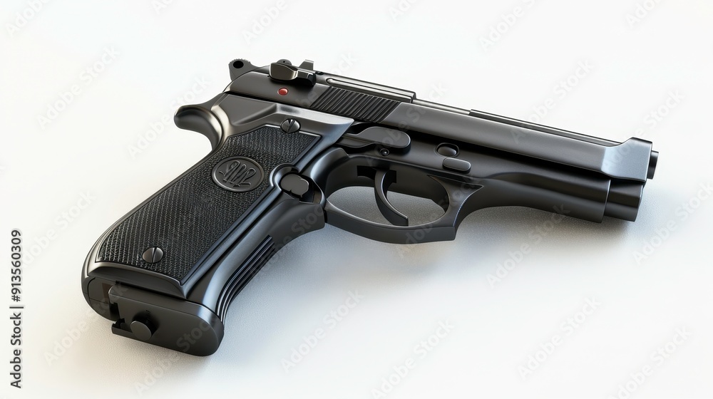 Beretta 92, 3D illustration, realistic, isolated on white background Beretta 92, 3D illustration, realistic, isolated on white background