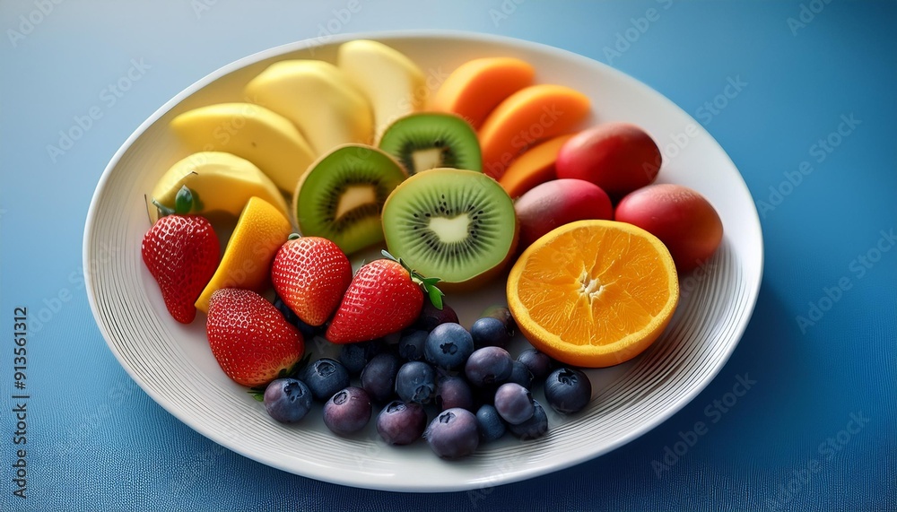 Fresh and delicious-looking fruits on a plate on the table. Really delicious.75 Fresh and delicious-looking fruits on a plate on the table. Really delicious.75