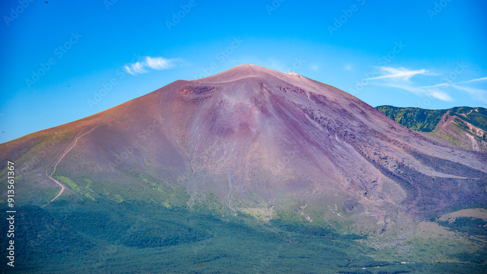 二百名山浅間隠山山頂からの浅間山の絶景 群馬県 日本 二百名山浅間隠山山頂からの浅間山の絶景 群馬県 日本