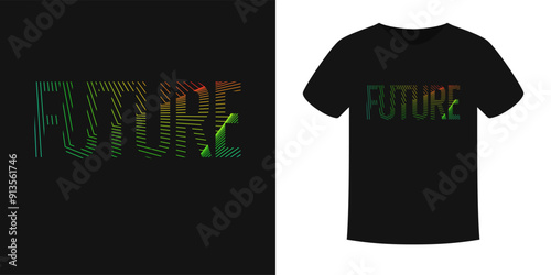 The pattern on the clothes. Print on the T-shirt. Modern fashion illustration. A vector graphic image. A template for placing an illustration on clothes. The inscription is future.
