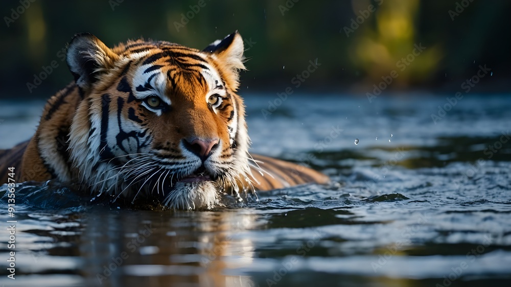 tiger in the river