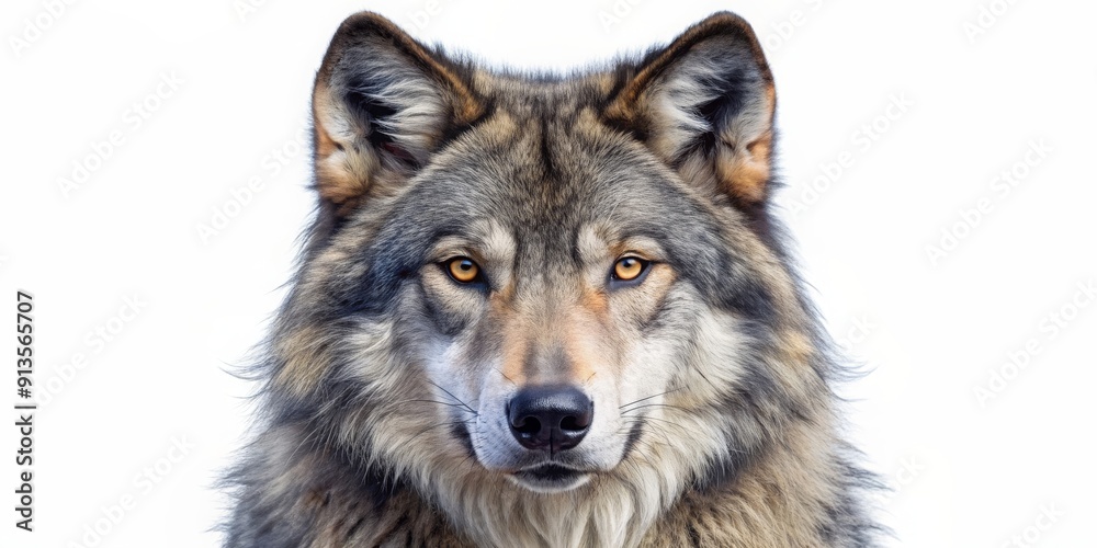 Close-up of a realistic wolf head, isolated on a white background, wolf, head, animal, predator, wild, wildlife, fur, close-up Close-up of a realistic wolf head, isolated on a white background, wolf, head, animal, predator, wild, wildlife, fur, close-up