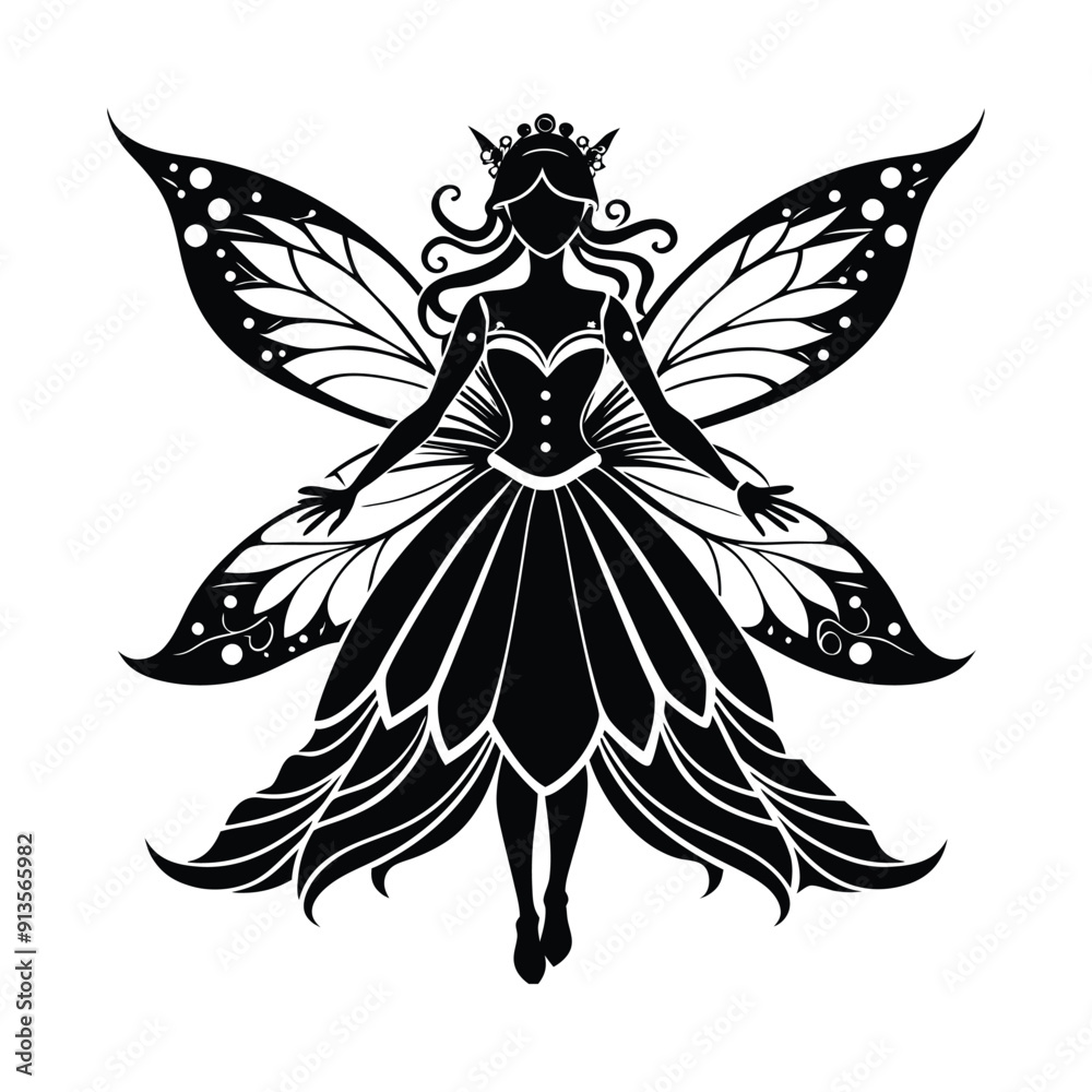 Fototapeta premium Fairy Princess Silhouette Vector
