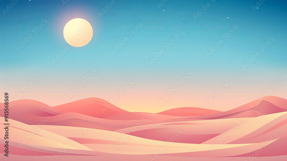 Moonlit desert dunes, gentle grain, simple modern clean background, flat design illustration Moonlit desert dunes, gentle grain, simple modern clean background, flat design illustration