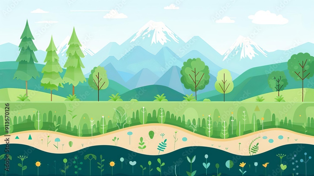 Obraz premium Resource conservation, different levels of protection, flat design illustration