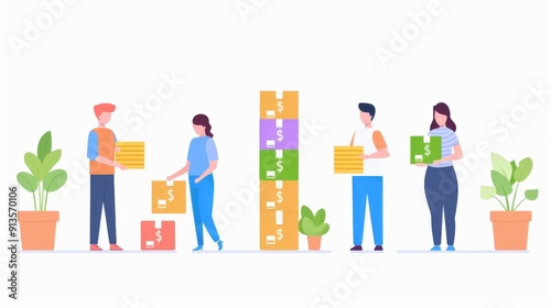 Resource allocation, different levels of distribution, flat design illustration photo