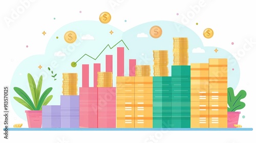 Resource allocation, different levels of distribution, flat design illustration photo