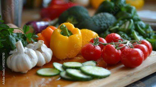 Fresh Vegetables on a Cutting Board 