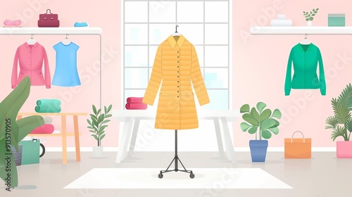 Circular fashion, closedloop clothing production, flat design illustration photo