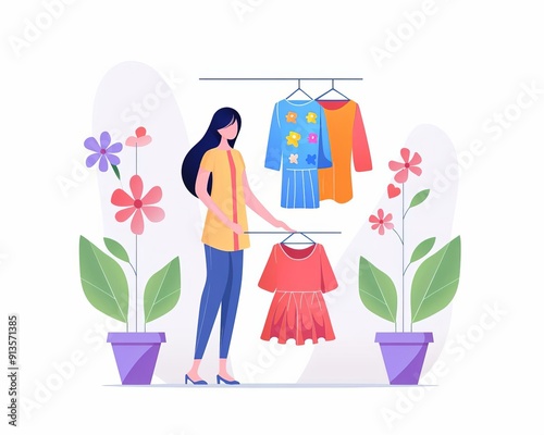 Handmedown clothes, passing garments to next generation, flat design illustration photo