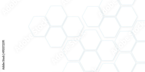 Abstract white hexagon concept background. Seamless pattern with hexagon. Hexagonal white hexagons honeycomb wallpaper. Abstract white lines background.