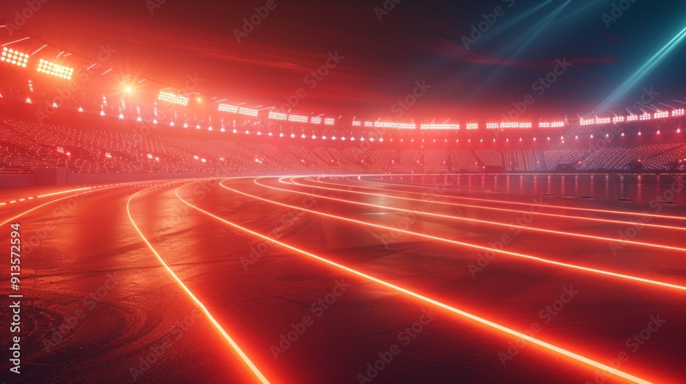 Futuristic digital movement of stadium running red track abstract background. Futuristic digital movement of stadium running red track abstract background.