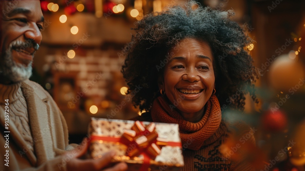 A heartwarming scene of friends and family exchanging gifts at a festive party. A heartwarming scene of friends and family exchanging gifts at a festive party.