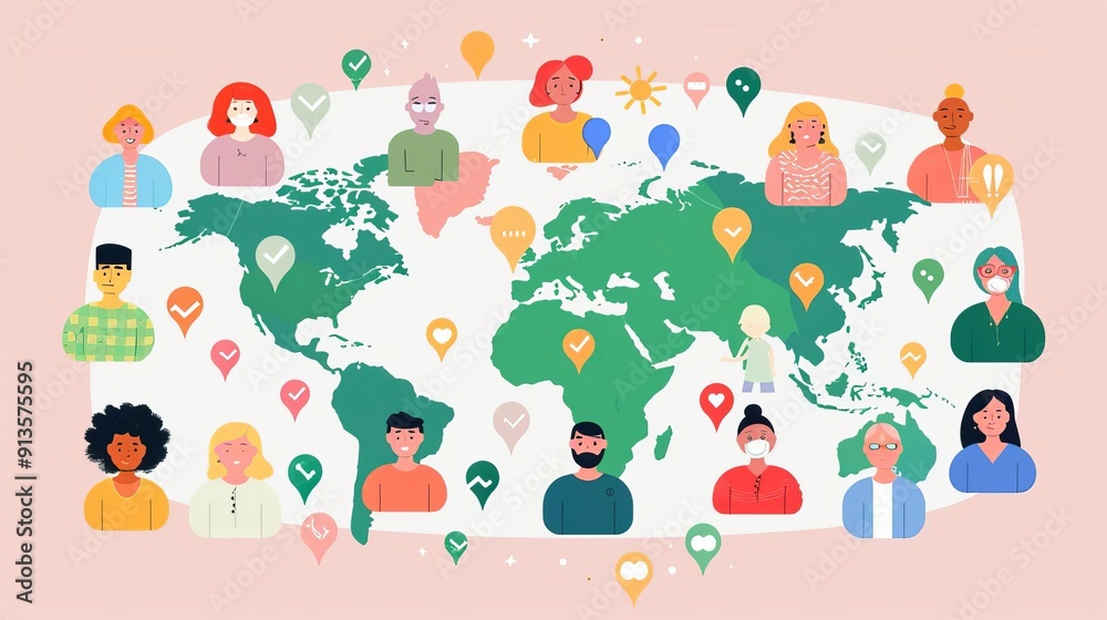 Virtual cultural conference, global ideas exchange, flat design illustration Virtual cultural conference, global ideas exchange, flat design illustration