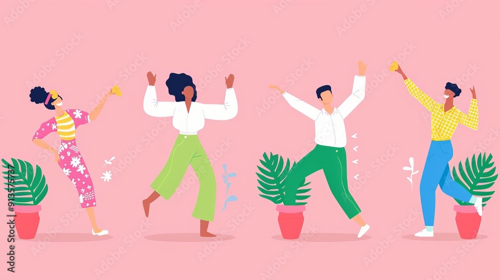 Virtual dance class, learning cultural dances, flat design illustration Virtual dance class, learning cultural dances, flat design illustration