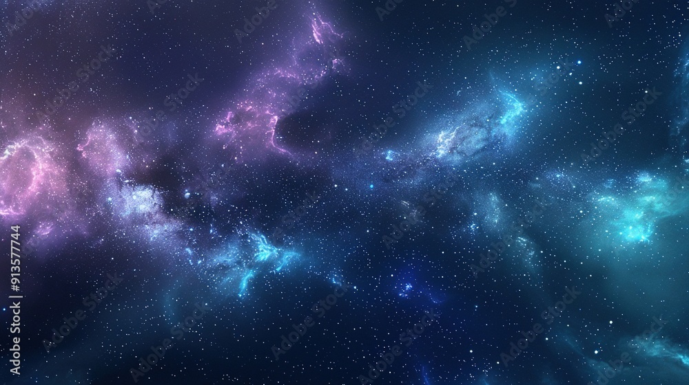 Naklejka premium A Starry Night Sky with Nebulae and Cosmic Dust