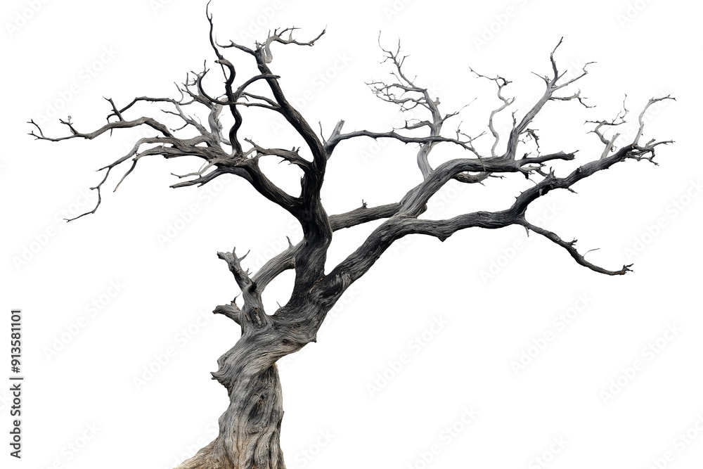 dried old spooky dead tree branch isolated on transparent white background. cut out dried old spooky dead tree branch isolated on transparent white background. cut out