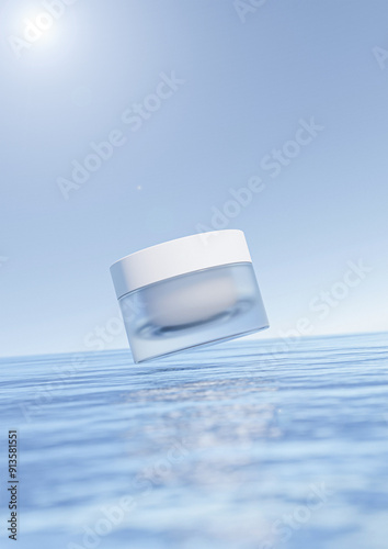 A cosmetics mock-up image file. Lotion and moisturizer product mock-up image. Face cream product.
