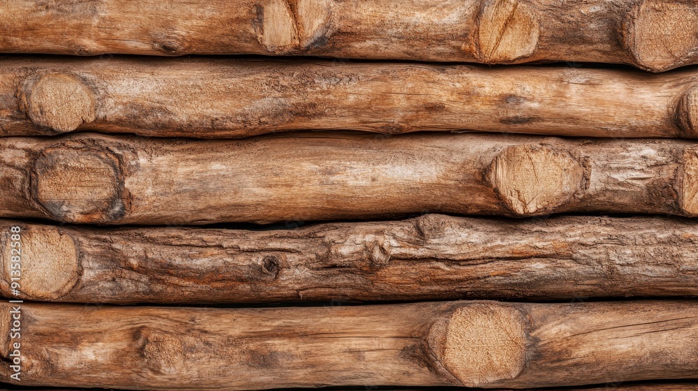 A rustic wooden cabin wall made from rough-hewn logs, showcasing the natural imperfections and textured bark remnants A rustic wooden cabin wall made from rough-hewn logs, showcasing the natural imperfections and textured bark remnants