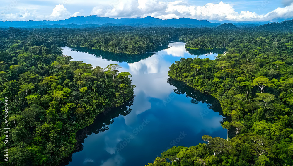 Aerial View of the Amazon Rainforest with Its Many Lakes Aerial View of the Amazon Rainforest with Its Many Lakes