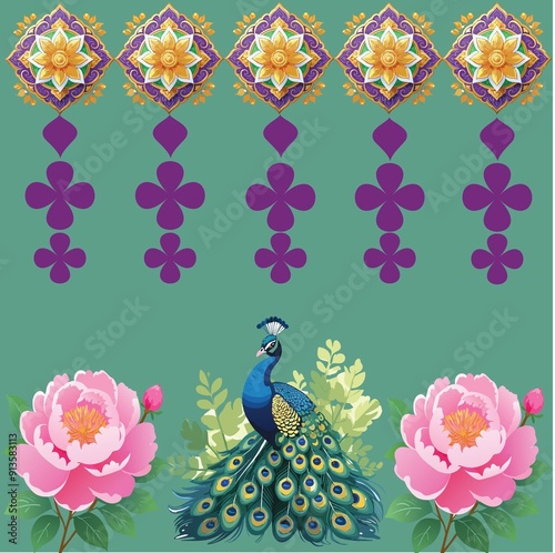 set of flowers and birds