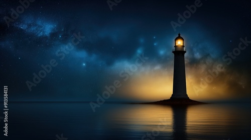 Beautiful background of lighthouse and stars