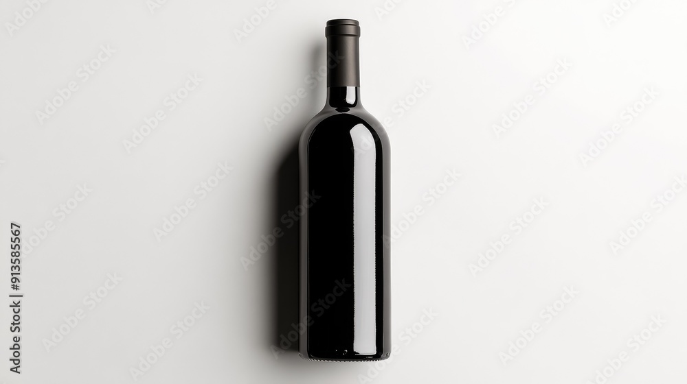 Single wine bottle isolated on a white background, top view. Perfect for product photography and wine branding concepts. Single wine bottle isolated on a white background, top view. Perfect for product photography and wine branding concepts.