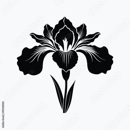 Iris Flower Silhouette Vector