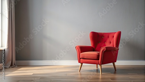 Red armchair in a cozy living room , furniture, interior design, home decor, relaxation, comfortable, stylish, elegant, modern