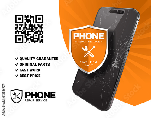 Phone Repair Service Vector Banner Template