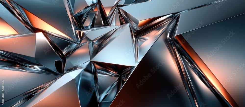 Futuristic 3D metallic texture with geometric patterns Light and dark reflective surfaces for an abstract wallpaper design Futuristic 3D metallic texture with geometric patterns Light and dark reflective surfaces for an abstract wallpaper design
