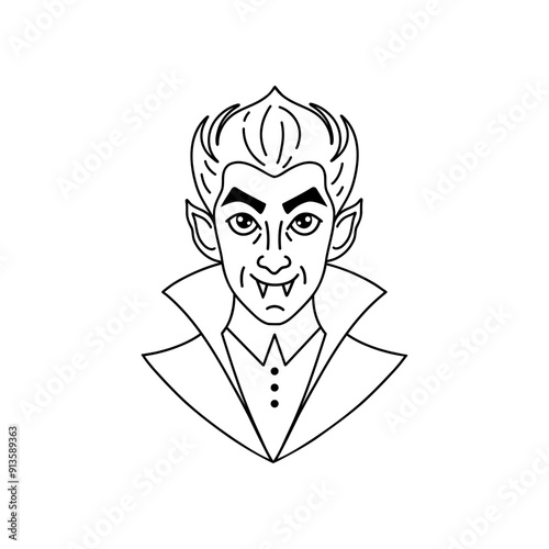 Funny vampire in doodle style on white background