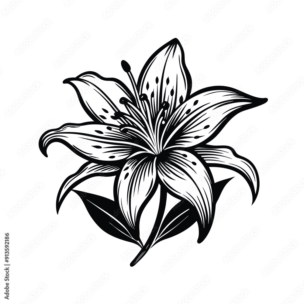 Fototapeta premium Lily Flower Silhouette Vector