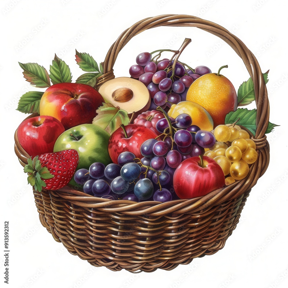 Vibrant Basket of Fresh Fruits. Colorful and appetizing fruit display Vibrant Basket of Fresh Fruits. Colorful and appetizing fruit display
