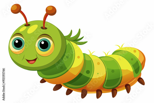 Caterpillar insect cartoon, Vector illustration on a white Background.