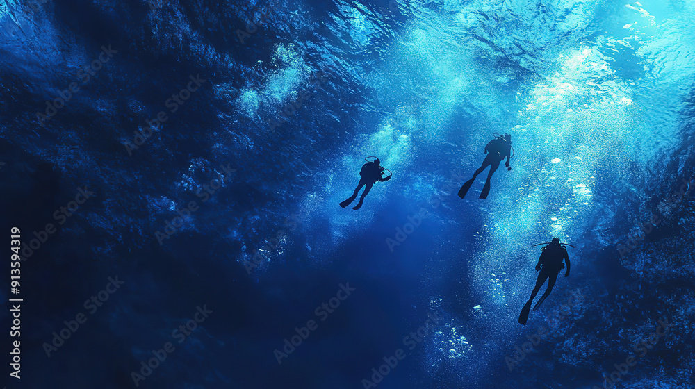Fototapeta premium Diving in the Deep Ocean Sport