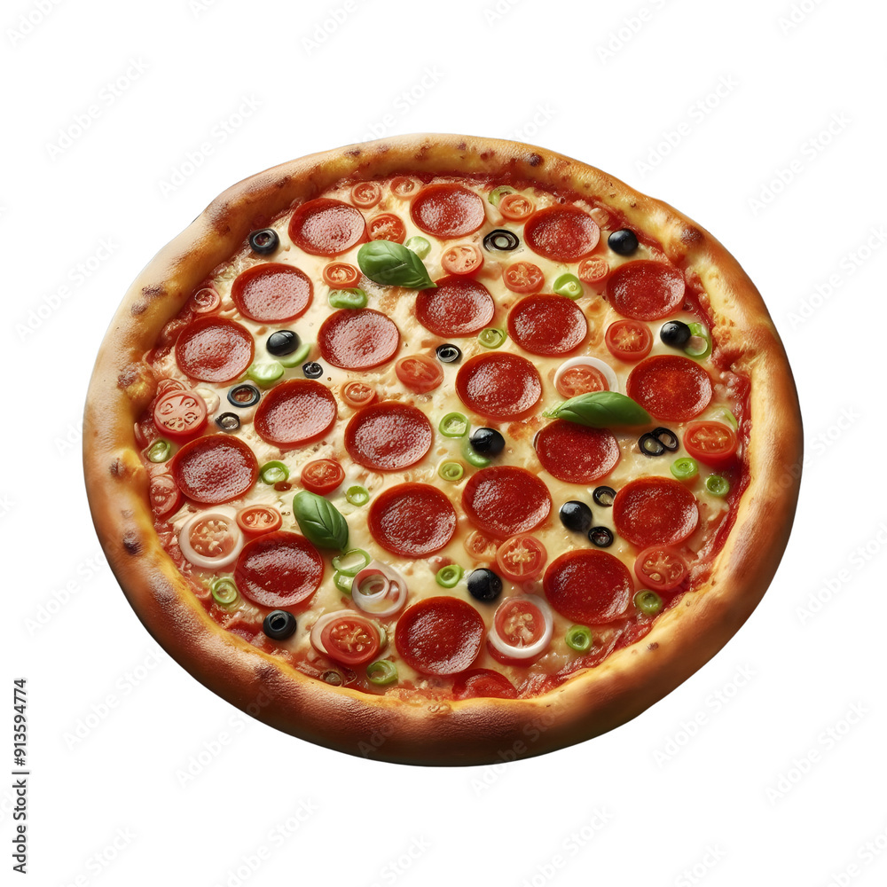 Pizza pepperoni on transparent background.