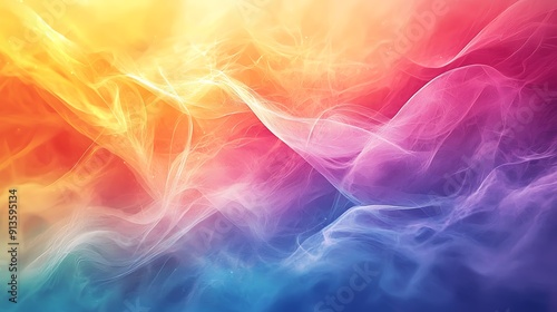 Fluid fractal pattern with glowing smoke-like curves, abstract art with energy and motion