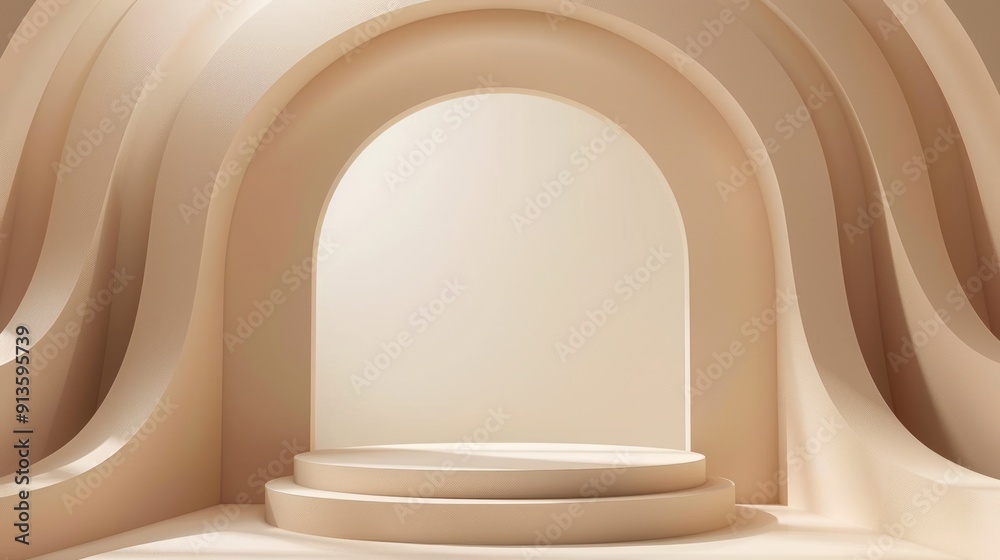 Abstract Beige Archway with Circular Platform Abstract Beige Archway with Circular Platform
