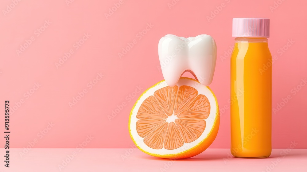 Acidic Foods and Tooth Decay Concept Illustration with Copy Space for Text in Flat Design Style Acidic Foods and Tooth Decay Concept Illustration with Copy Space for Text in Flat Design Style