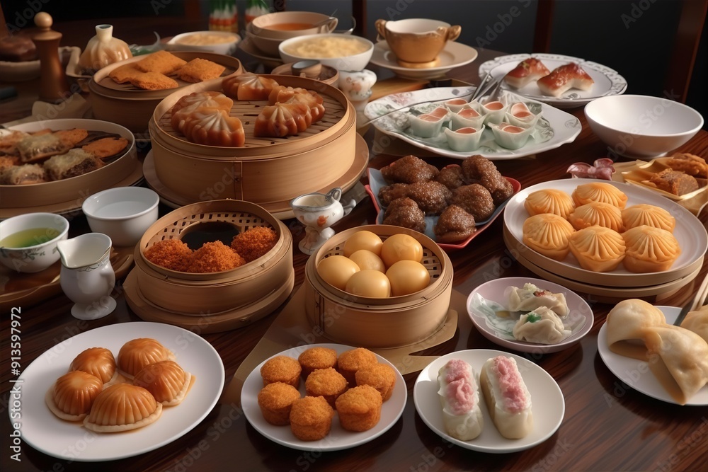 Dim Sum Feast with a Variety of Asian Dishes, dim sum, Asian food, dim sum feast, variety of dishes, Chinese cuisine, Asian cuisine Dim Sum Feast with a Variety of Asian Dishes, dim sum, Asian food, dim sum feast, variety of dishes, Chinese cuisine, Asian cuisine
