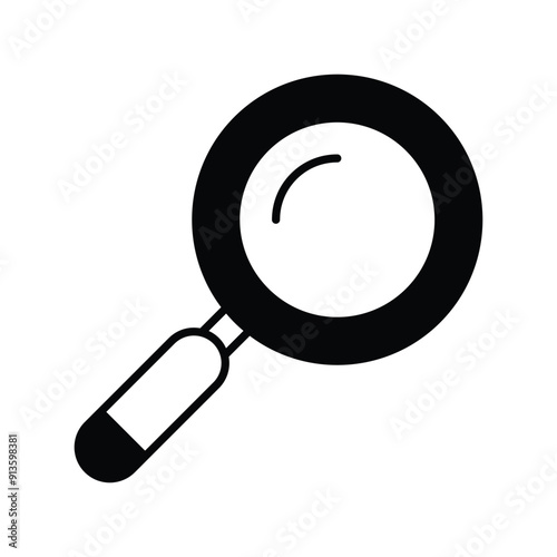 magnifying glass glyph icon with white background vector stock illustration