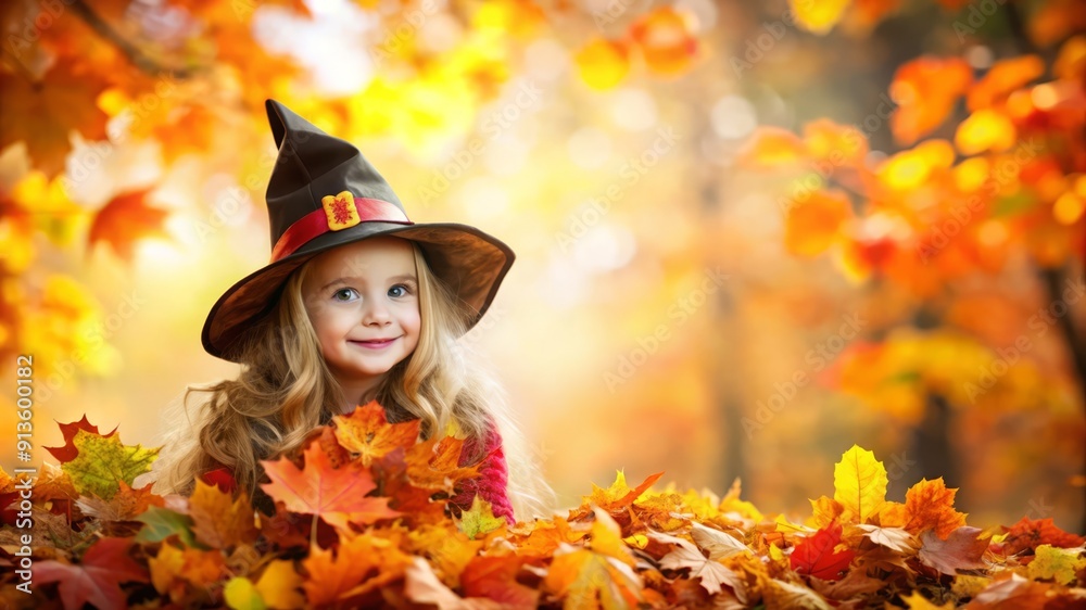 Little Witch in Autumn Leaves. Little Witch in Autumn Leaves.