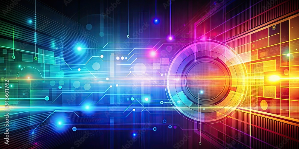 Fototapeta premium Abstract technology background with digital elements and vibrant colors, technology, background, digital, abstract